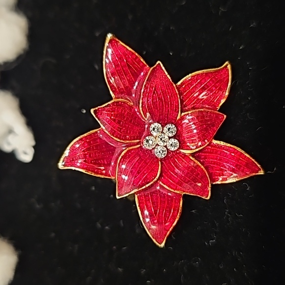 Vintage Poinsettia Earrings - Picture 4 of 9